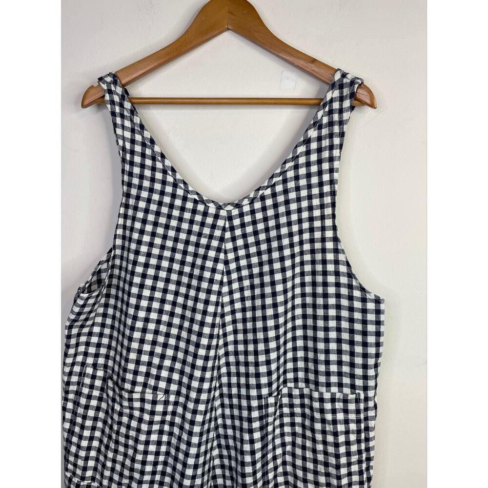 Nettle Studios Everyday Overalls Jumpsuit Navy Blue Gingham Check Cropped M - Picture 3 of 11